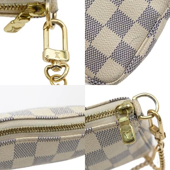 LOUIS VUITTON Mini Pochette Accessoires Hand Bag Damier Azur WE - Picture 7 of 14